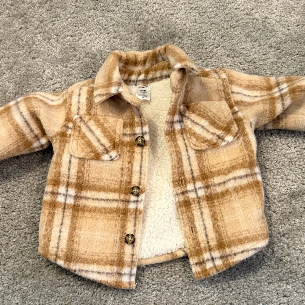 Carter's Brown Plaid Kids Jean Jacket